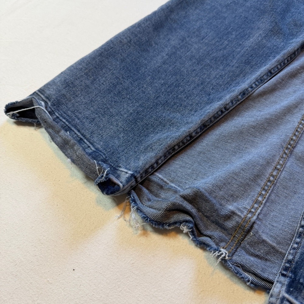 ThCreasa Denim Maxi‎ Skirt Women's Size XS Stretch Medium Blue Distressed Wash - Picture 3 of 9